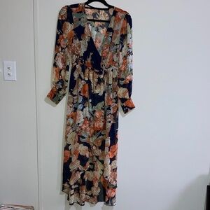 Papaya Navy Floral Long Sleeve Dress